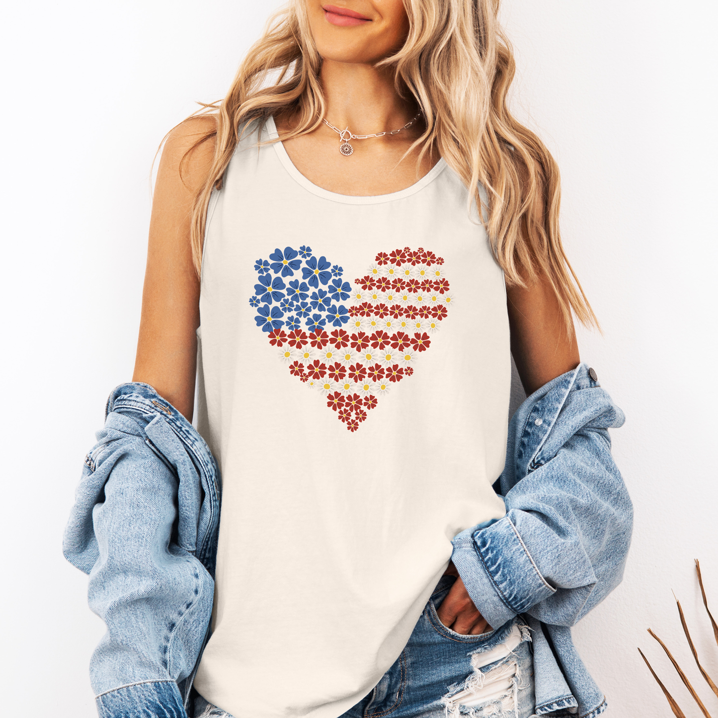 American Flag Heart, Fourth of July, America, Patriotic, USA Comfort Colors Tank Top