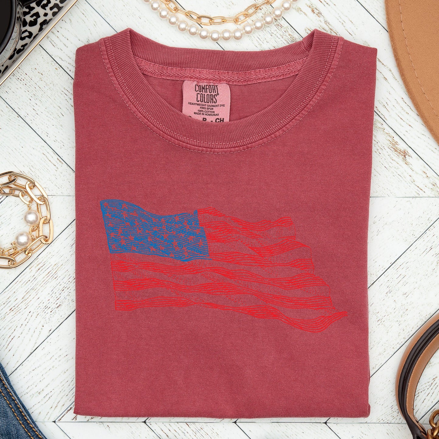 American Flag Illustration, Patriotic, 4th of July Tshirt Comfort Colors T-Shirt