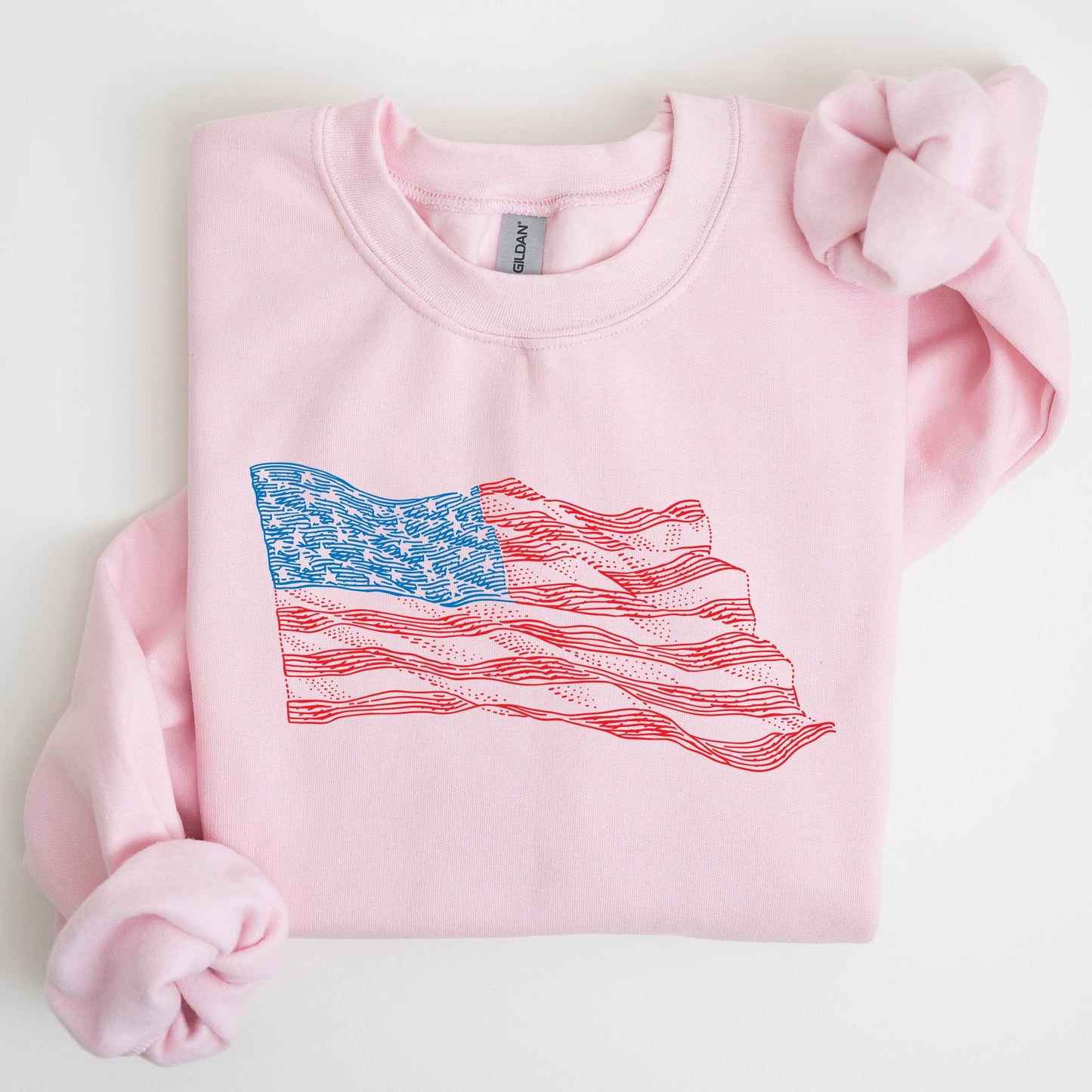 American Flag Illustration Patriotic 4th of July Sweatshirt