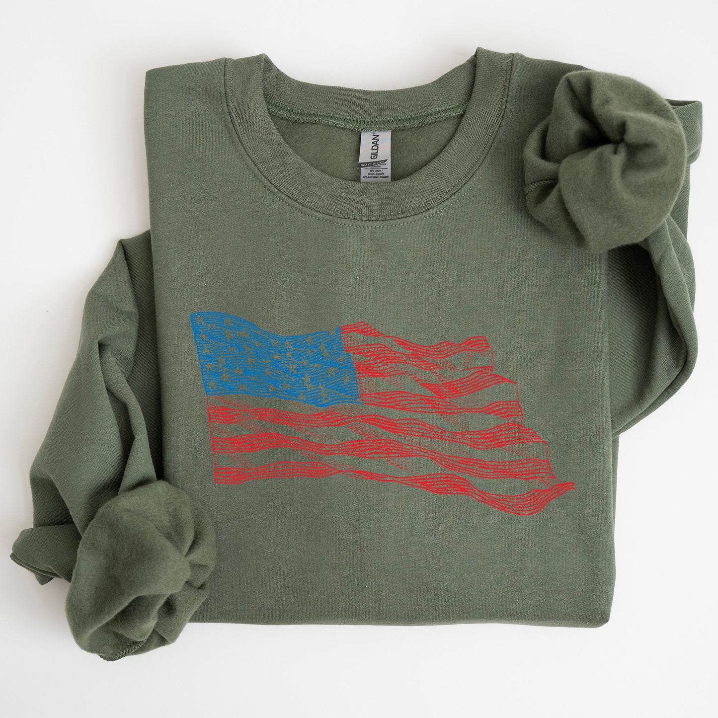 American Flag Illustration Patriotic 4th of July Sweatshirt