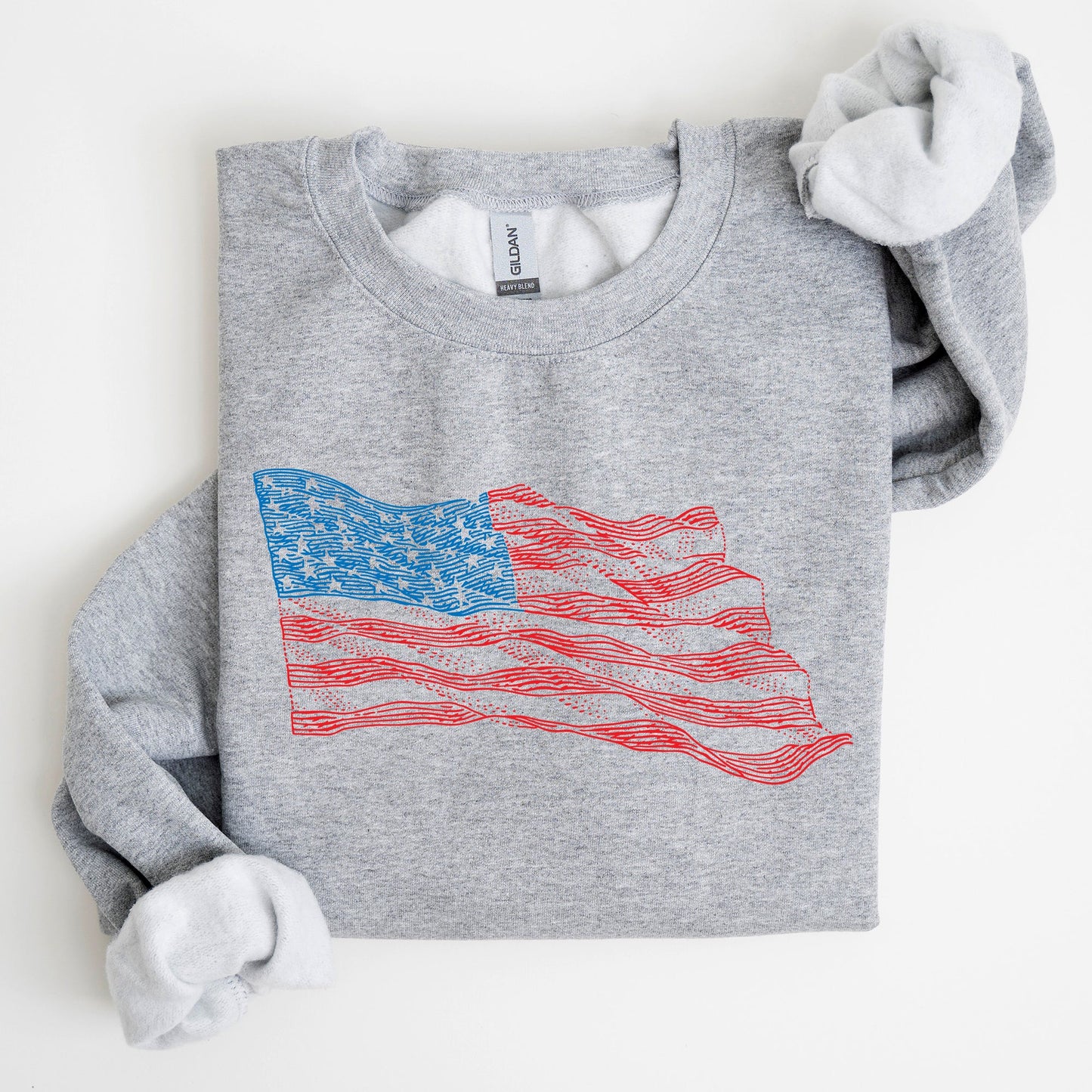 American Flag Illustration Patriotic 4th of July Sweatshirt