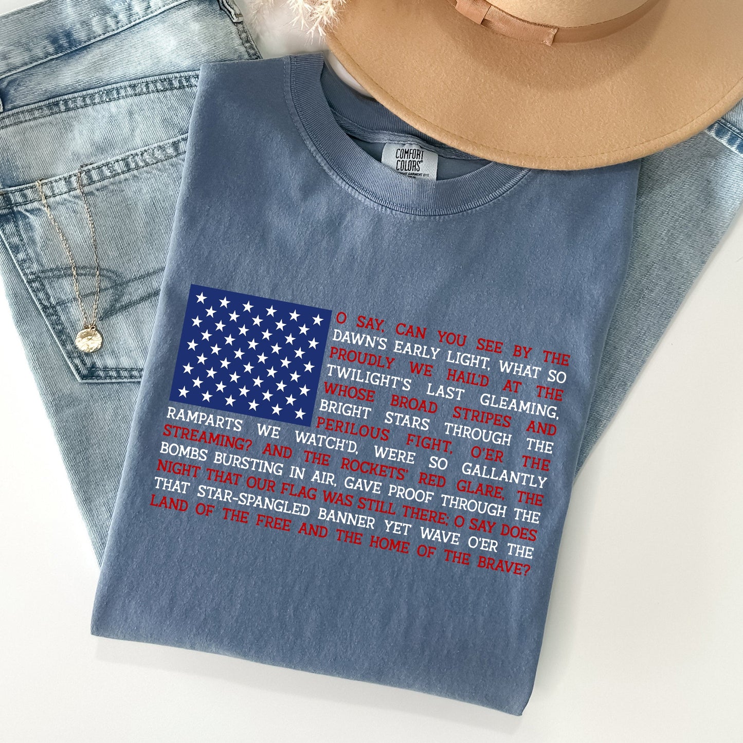 American Flag, Anthem, Patriotic, 4th of July Tshirt Comfort Colors T-Shirt