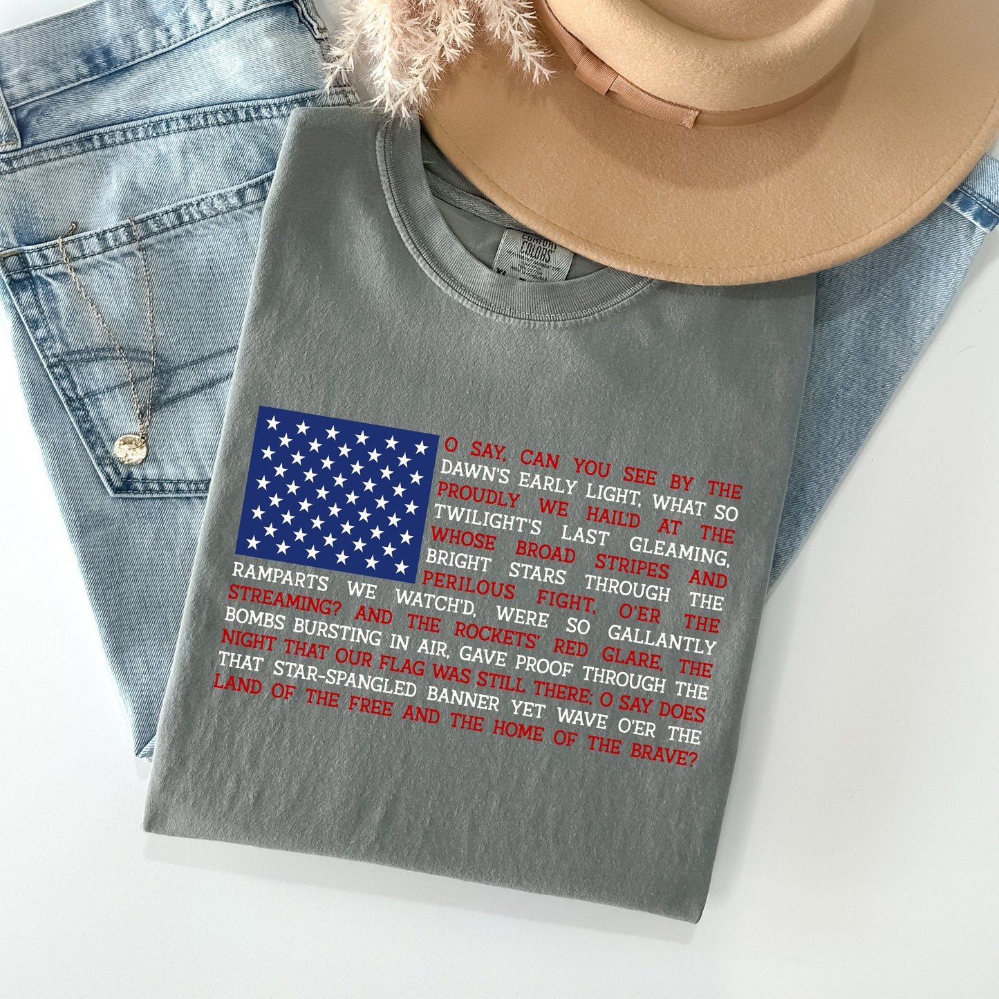 American Flag, Anthem, Patriotic, 4th of July Tshirt Comfort Colors T-Shirt
