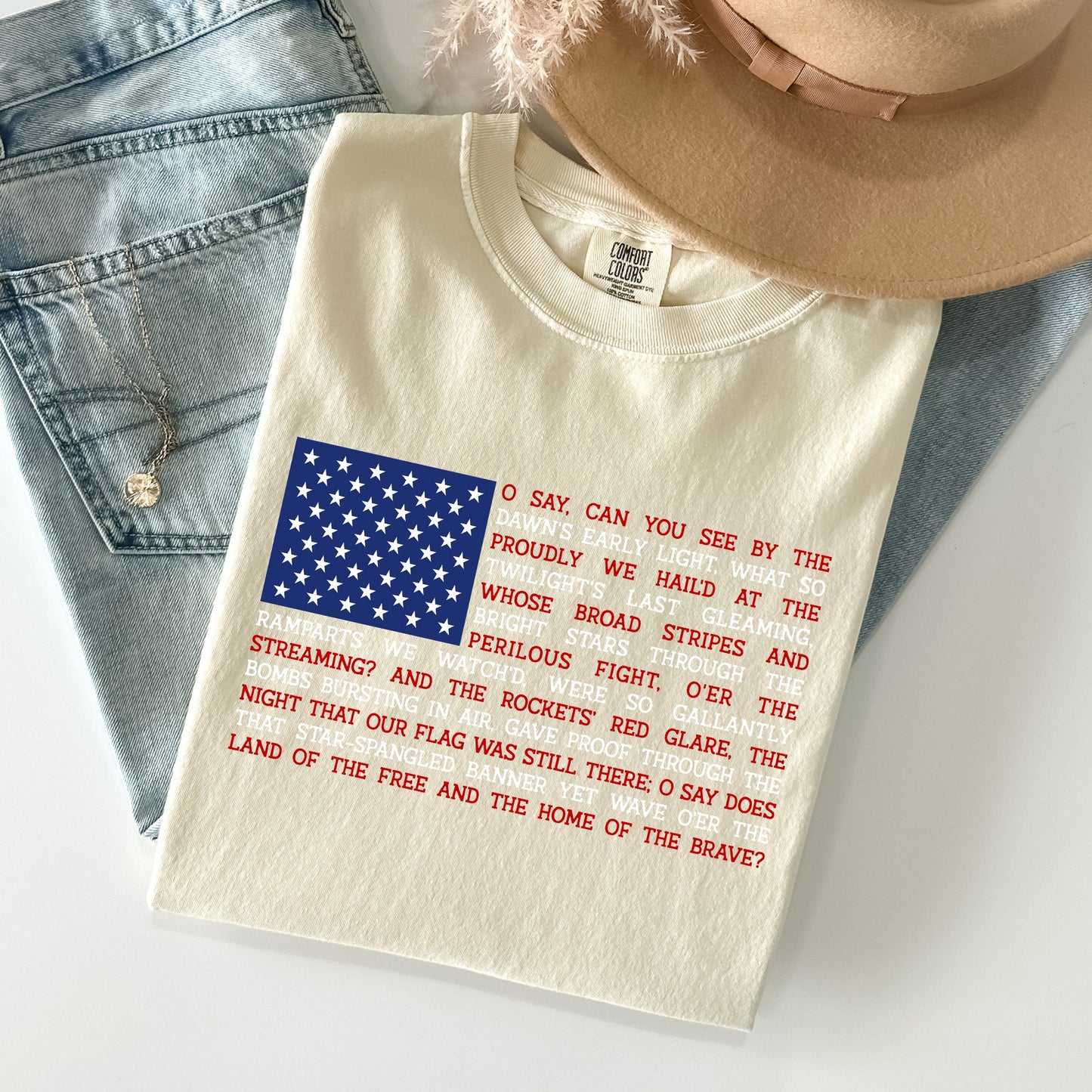 American Flag, Anthem, Patriotic, 4th of July Tshirt Comfort Colors T-Shirt