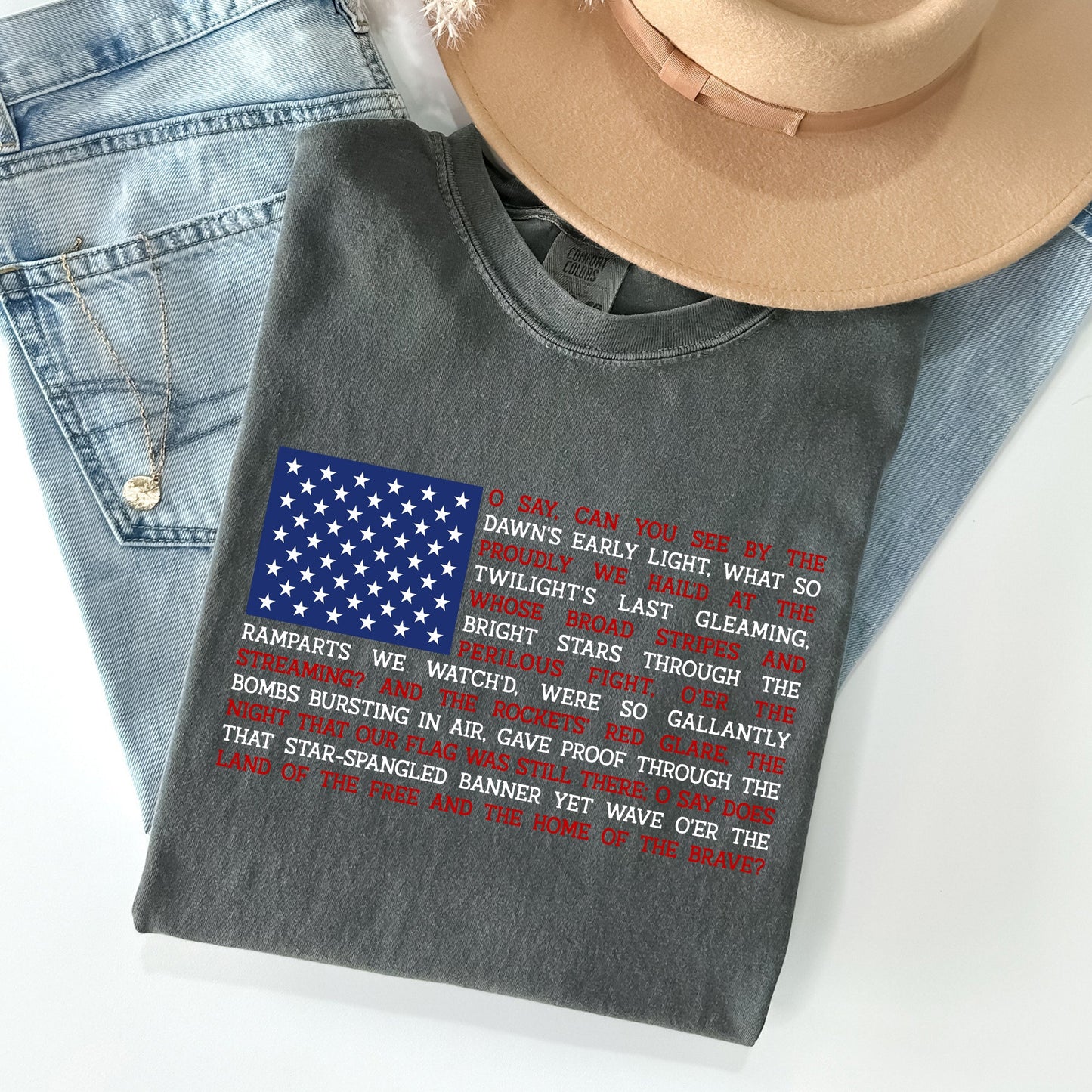 American Flag, Anthem, Patriotic, 4th of July Tshirt Comfort Colors T-Shirt