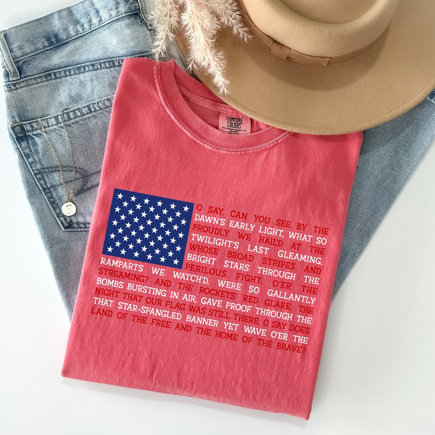 American Flag, Anthem, Patriotic, 4th of July Tshirt Comfort Colors T-Shirt