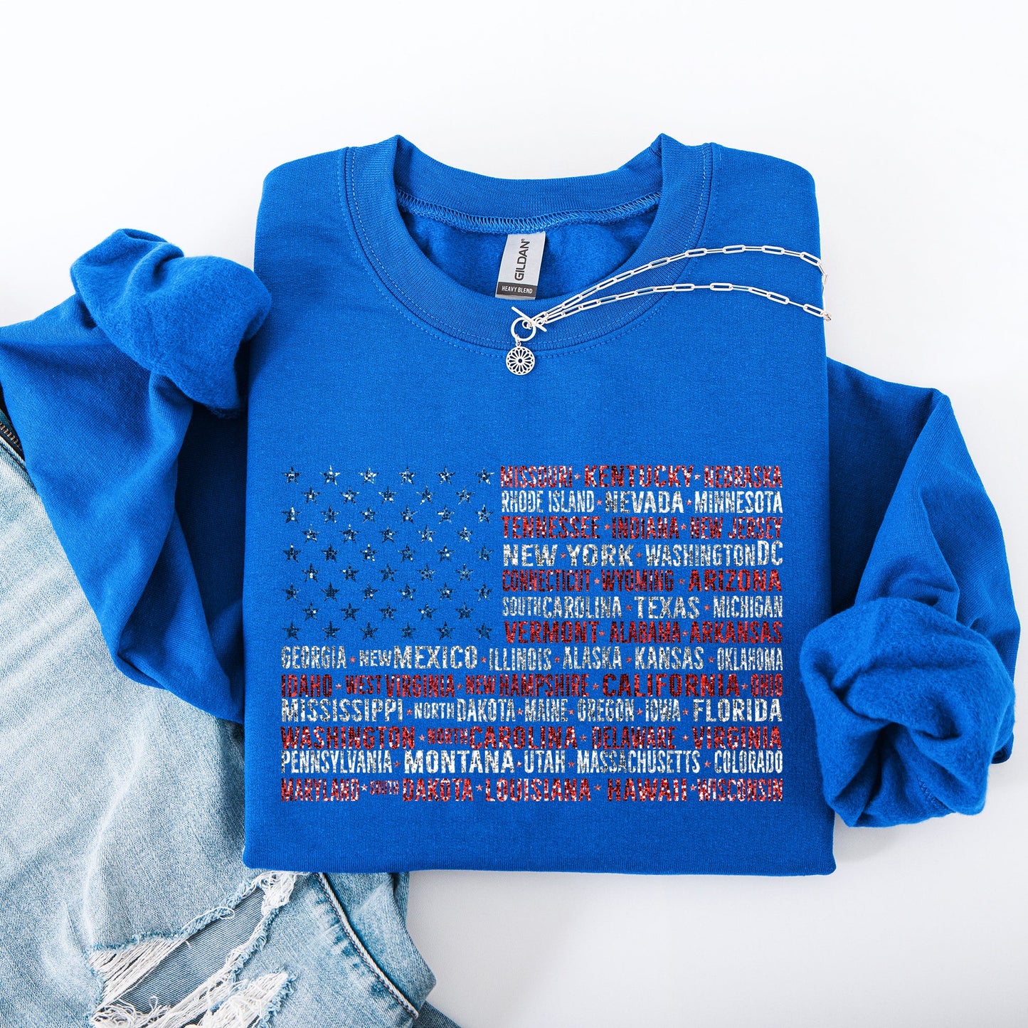 American Flag, States, USA, Patriotic, America, 4th of July Sweatshirt