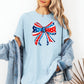 American, Bow, Red, White, Blue, Patriotic, 4th of July Tshirt Comfort Colors T-Shirt
