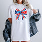 American, Bow, Red, White, Blue, Patriotic, 4th of July Tshirt Comfort Colors T-Shirt