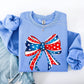 American, Bow, Red, White, Blue, Patriotic, 4th of July Sweatshirt