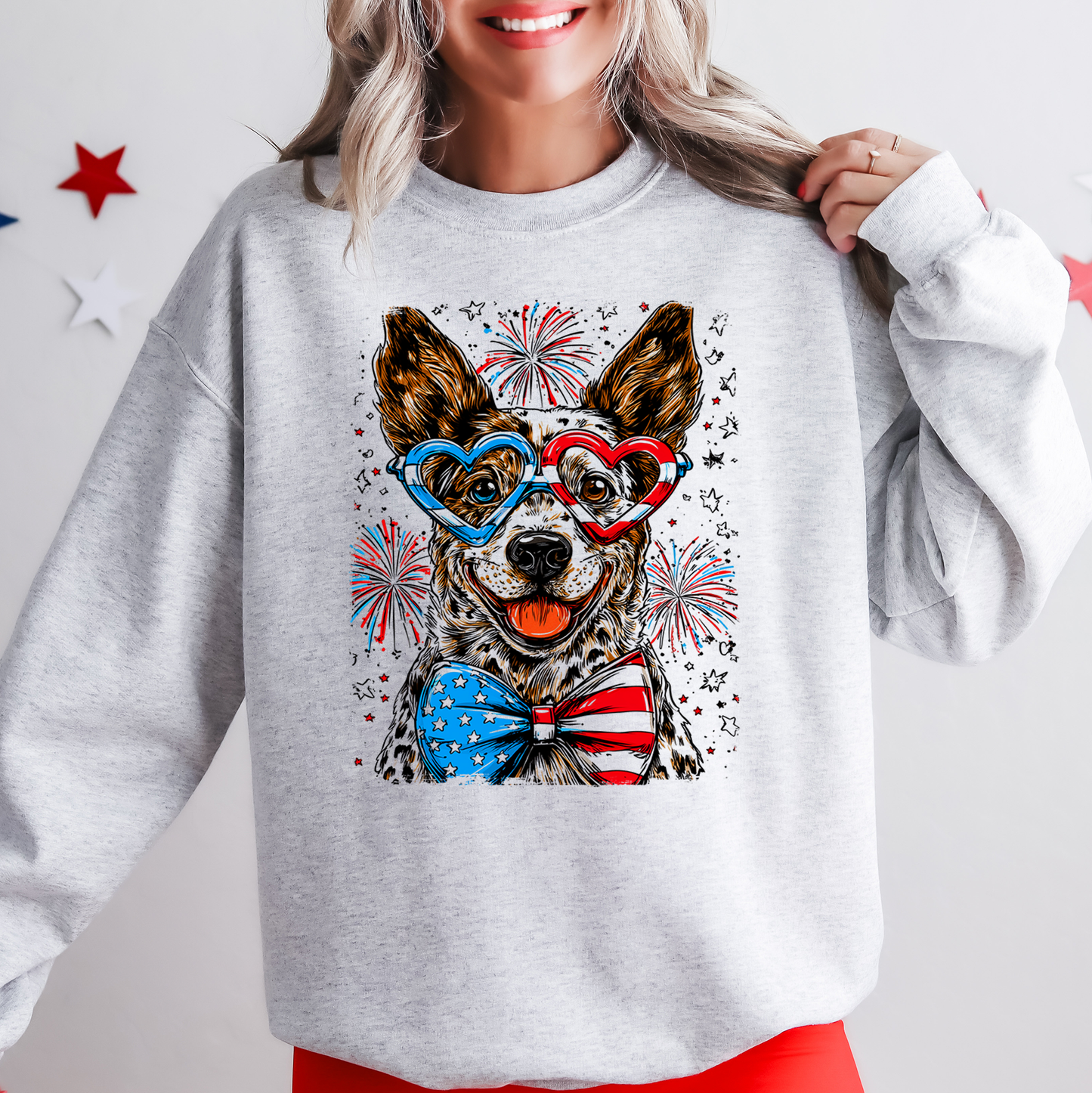 Australian Cattle Patriotic Dog, USA, America, Pet Lover, 4th of July Sweatshirt