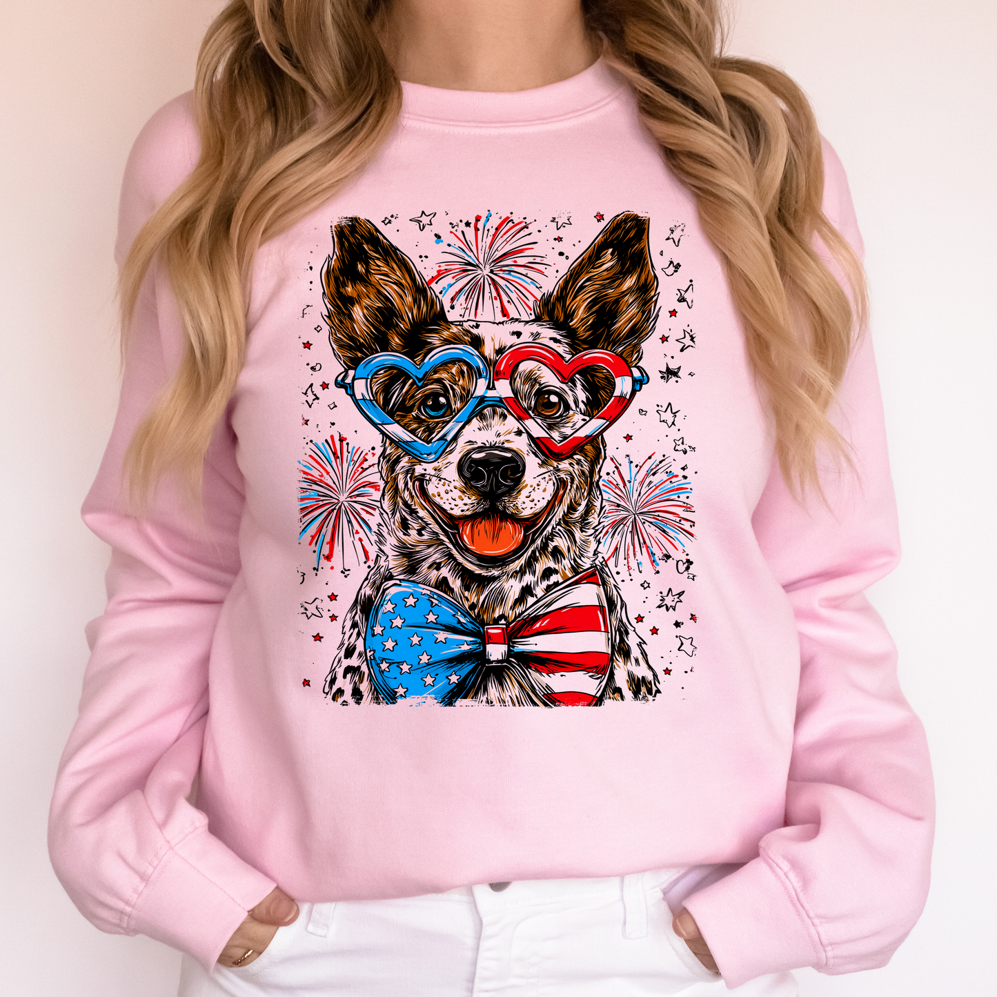 Australian Cattle Patriotic Dog, USA, America, Pet Lover, 4th of July Sweatshirt