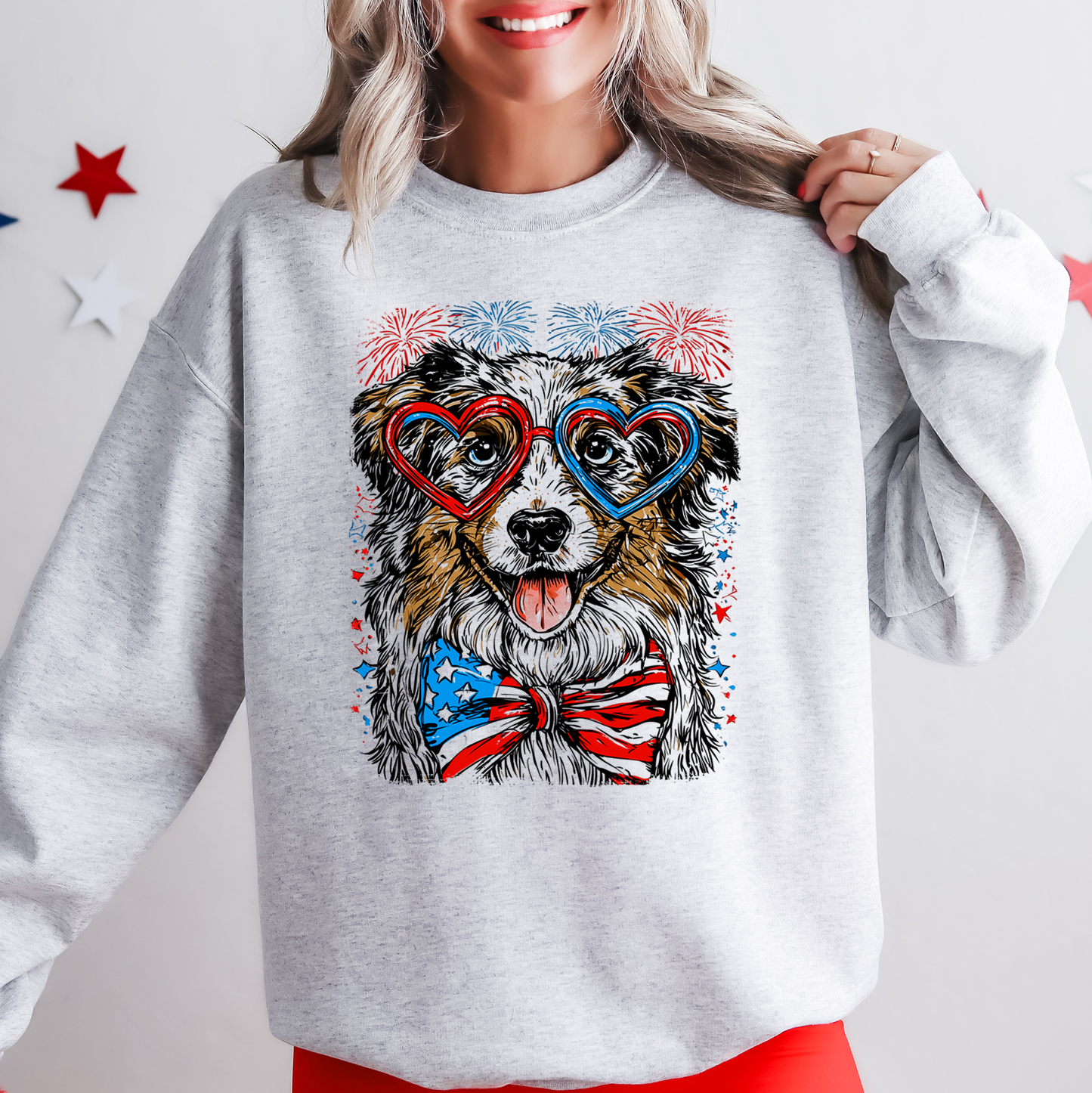 Australian Shepherd Patriotic Dog, USA, America, Pet Lover, 4th of July Sweatshirt