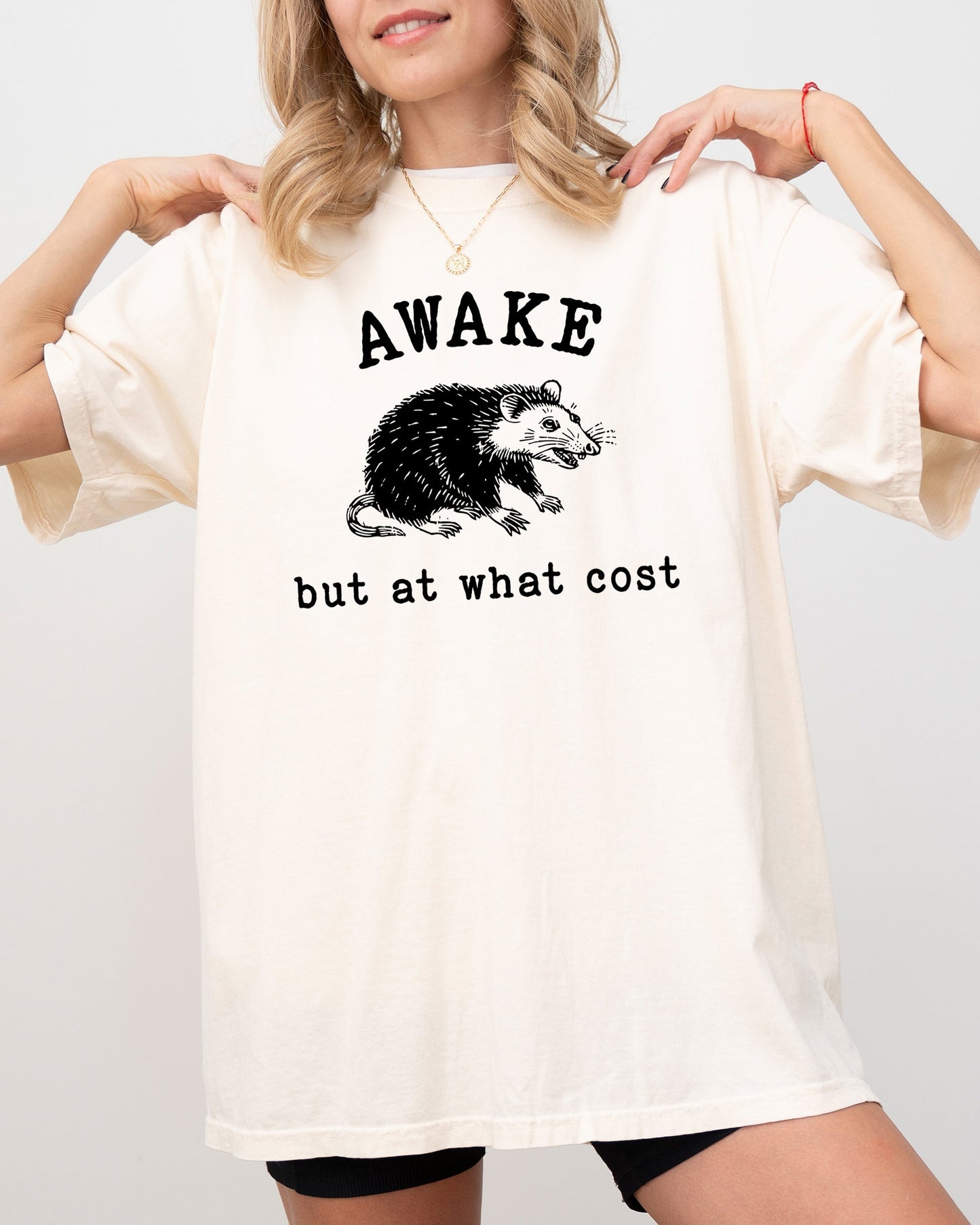 Awake, But At What Cost, Funny, Opossum, Possum, Aesthetic, Meme Shirt Comfort Colors T-Shirt