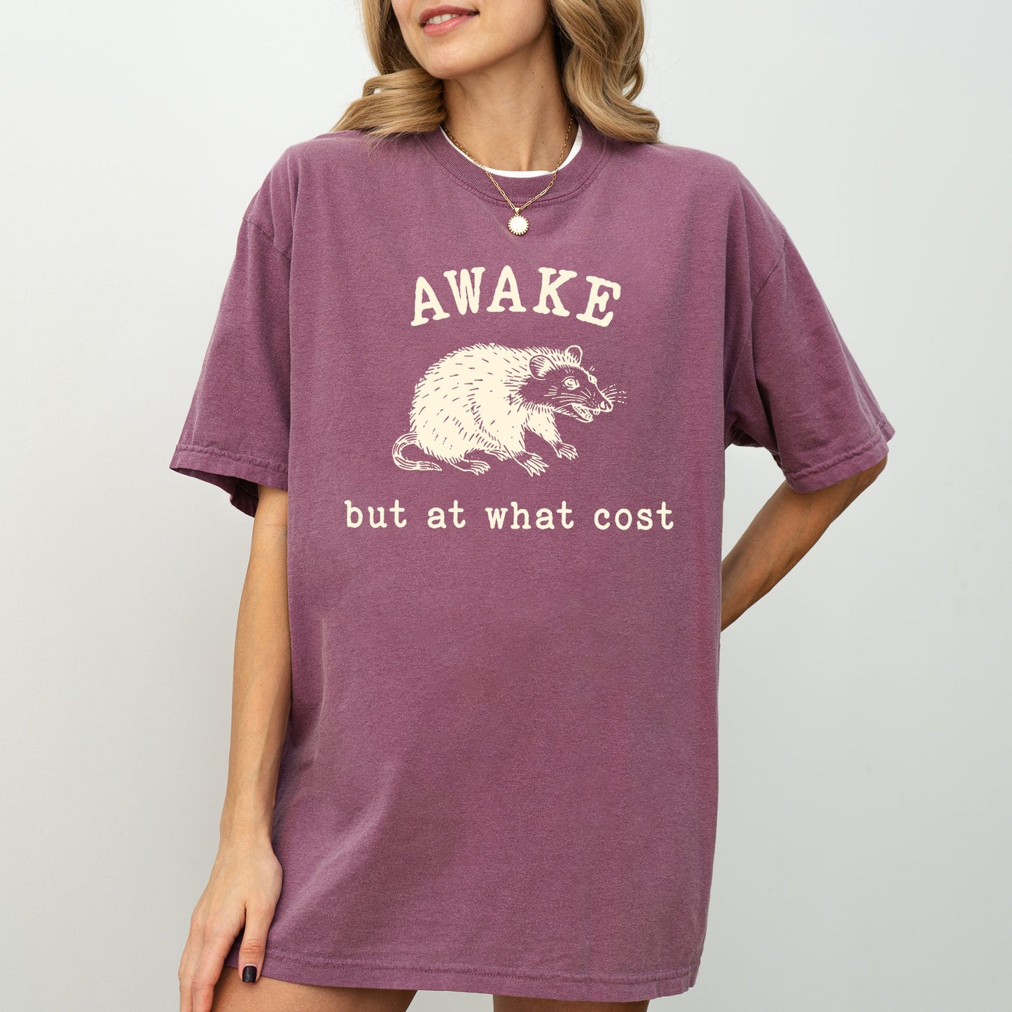 Awake, But At What Cost, Funny, Opossum, Possum, Aesthetic, Meme Shirt Comfort Colors T-Shirt