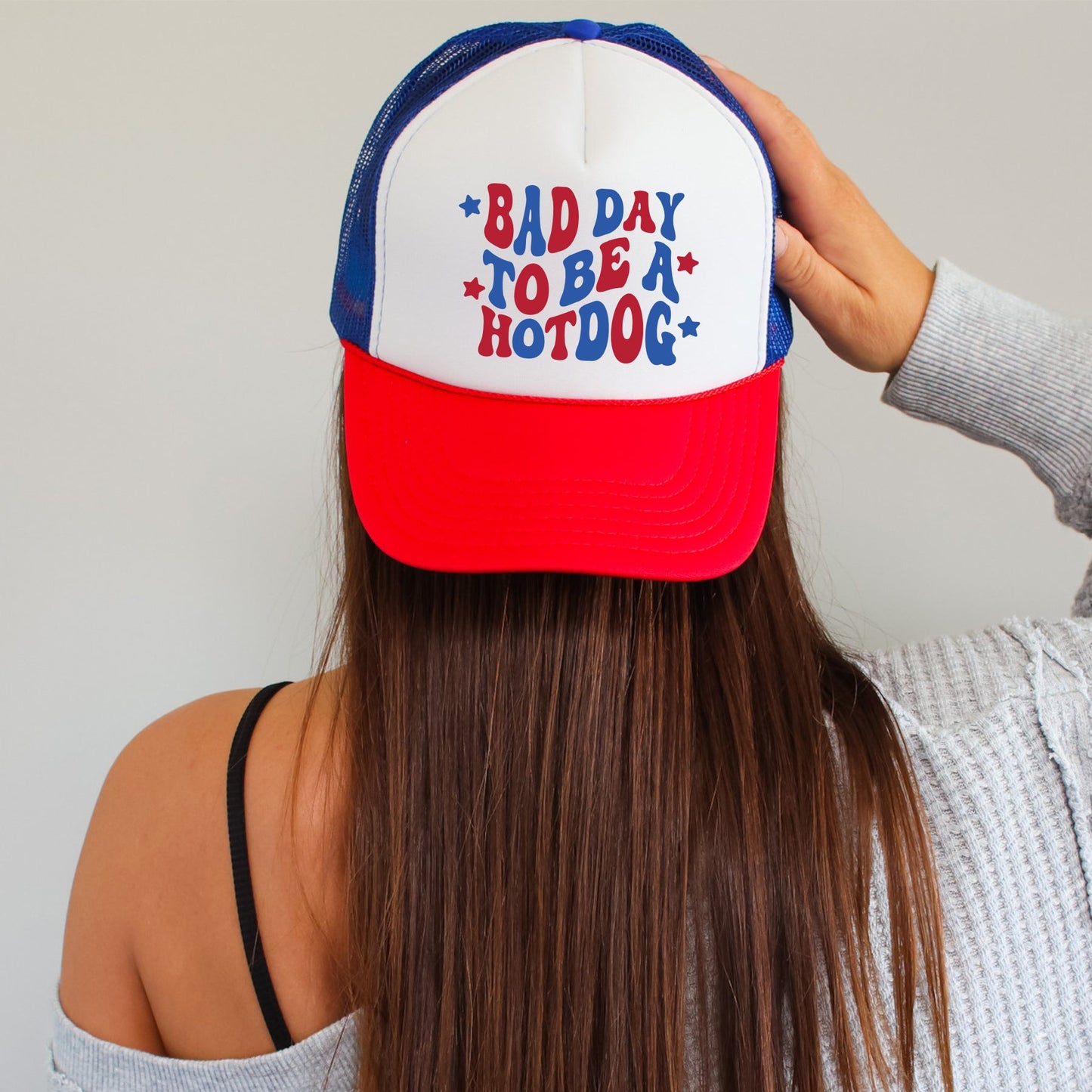 Bad Day To Be A Hotdog, Stars, Patriotic, Snapback Trucker Hat