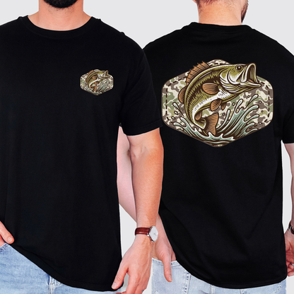 Bass Fishing, Camo, Camouflage, Hunting, Dad, Father's Day, Husband, Guy Gift, Old School, Comfort Colors T-Shirt