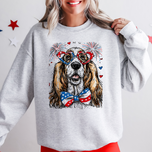 Basset Hound Patriotic Dog, USA, America, Pet Lover, 4th of July Sweatshirt