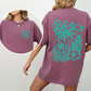Beach Vibes, Flower, Blue, Summer, Front and Back, Retro, Hibiscus, Comfort Colors T-Shirt