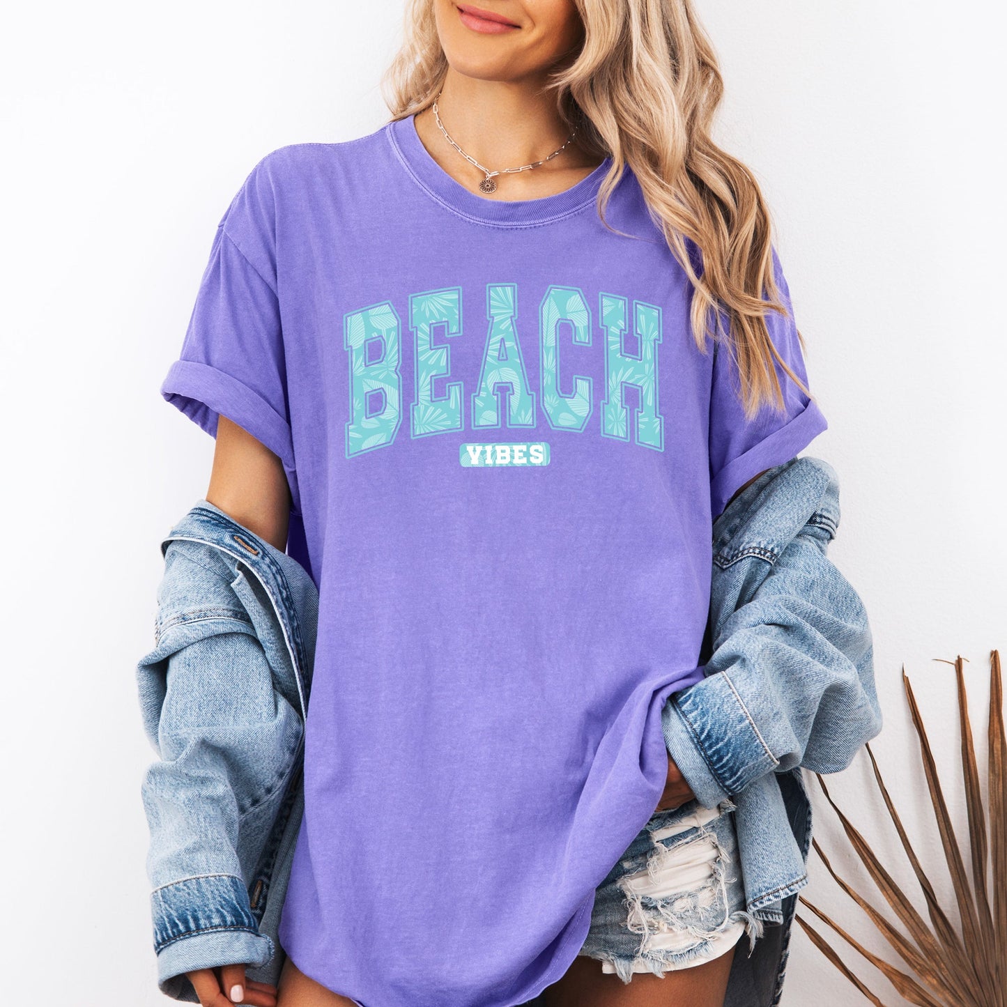 Beach Vibes, Varsity, Retro, Palm Trees, Summer Comfort Colors T-Shirt