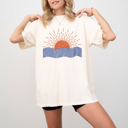 Beach Waves, Sunset, Summer Vibes, Vacation, Mykonos, Hot Girl Summer, Tshirt Comfort Colors T-Shirt