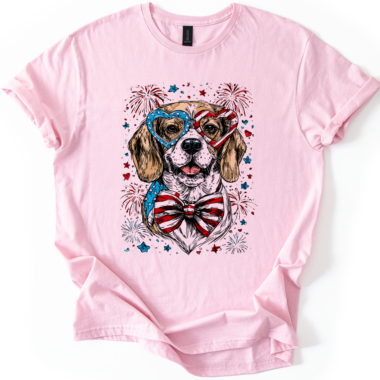 Beagle Patriotic Dog, USA, America, Pet Lover, 4th of July, Soft Style T-Shirt