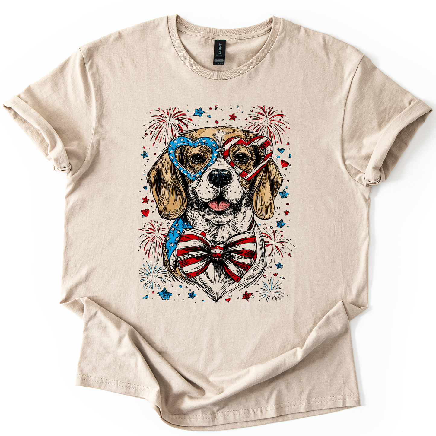 Beagle Patriotic Dog, USA, America, Pet Lover, 4th of July, Soft Style T-Shirt