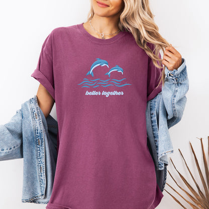 Better Together, Dolphins, Minimalist, Beach, Summer, Ocean, Marine Life, Sea Comfort Colors T-Shirt
