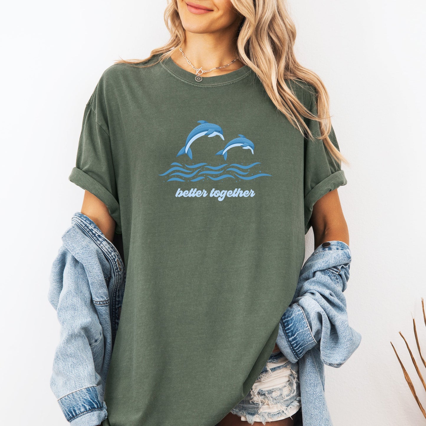 Better Together, Dolphins, Minimalist, Beach, Summer, Ocean, Marine Life, Sea Comfort Colors T-Shirt