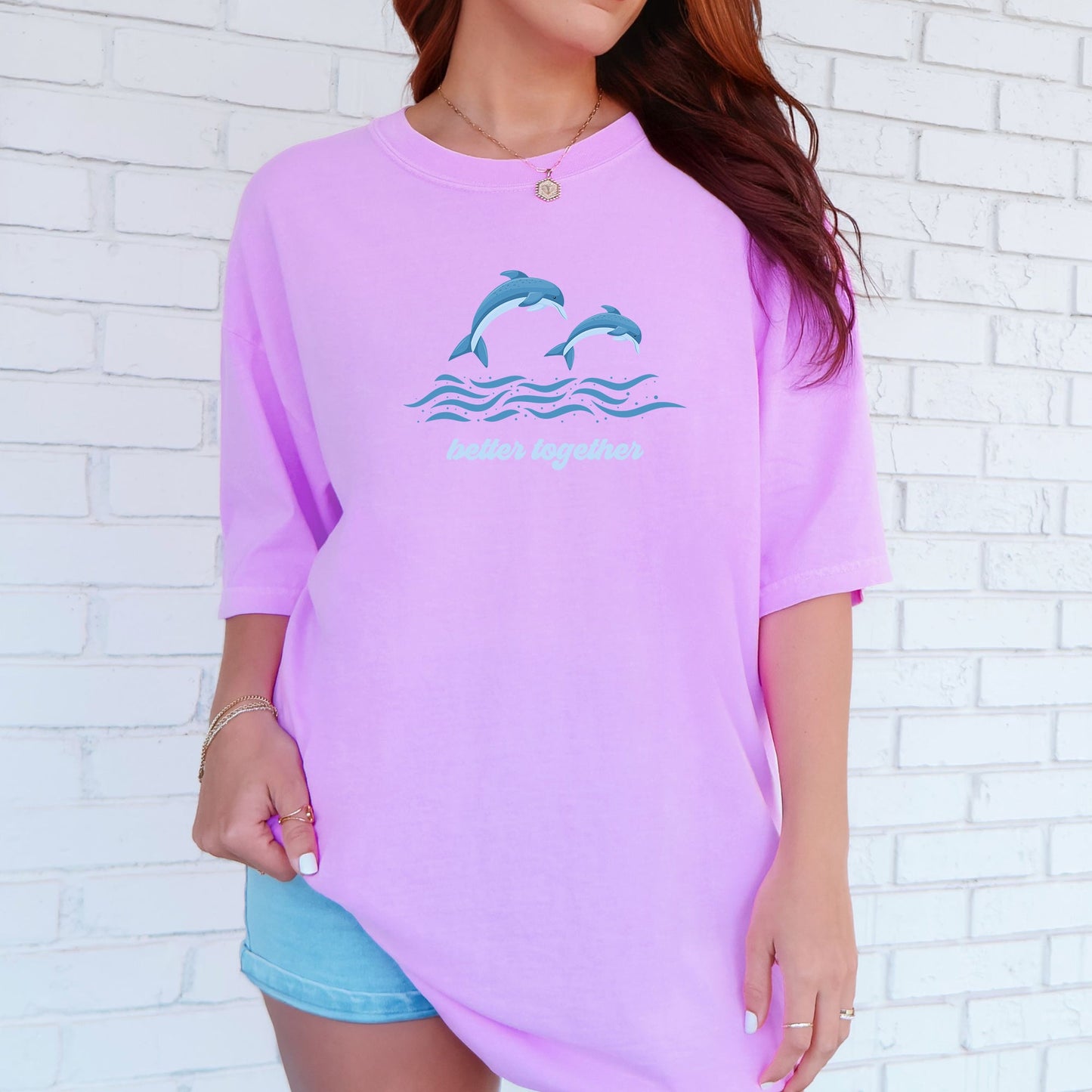 Better Together, Dolphins, Minimalist, Beach, Summer, Ocean, Marine Life, Sea Comfort Colors T-Shirt
