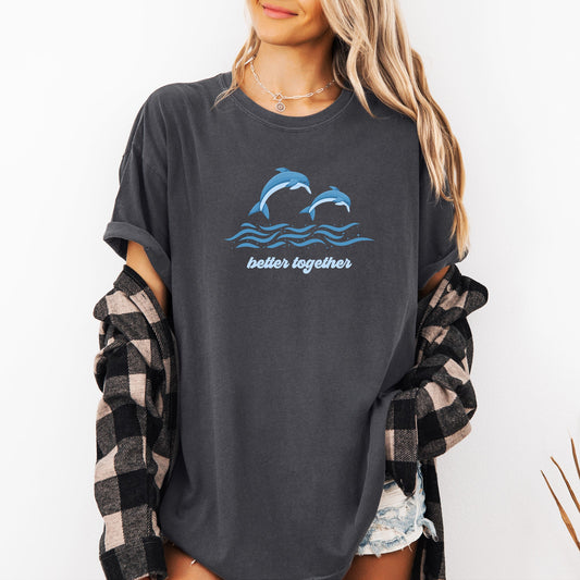 Better Together, Dolphins, Minimalist, Beach, Summer, Ocean, Marine Life, Sea Comfort Colors T-Shirt