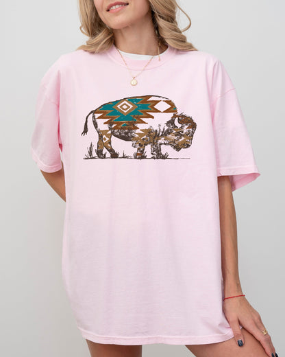 Bison, Buffalo, Western, Cowboy, Nature, Tribal Print Shirt Comfort Colors T-Shirt