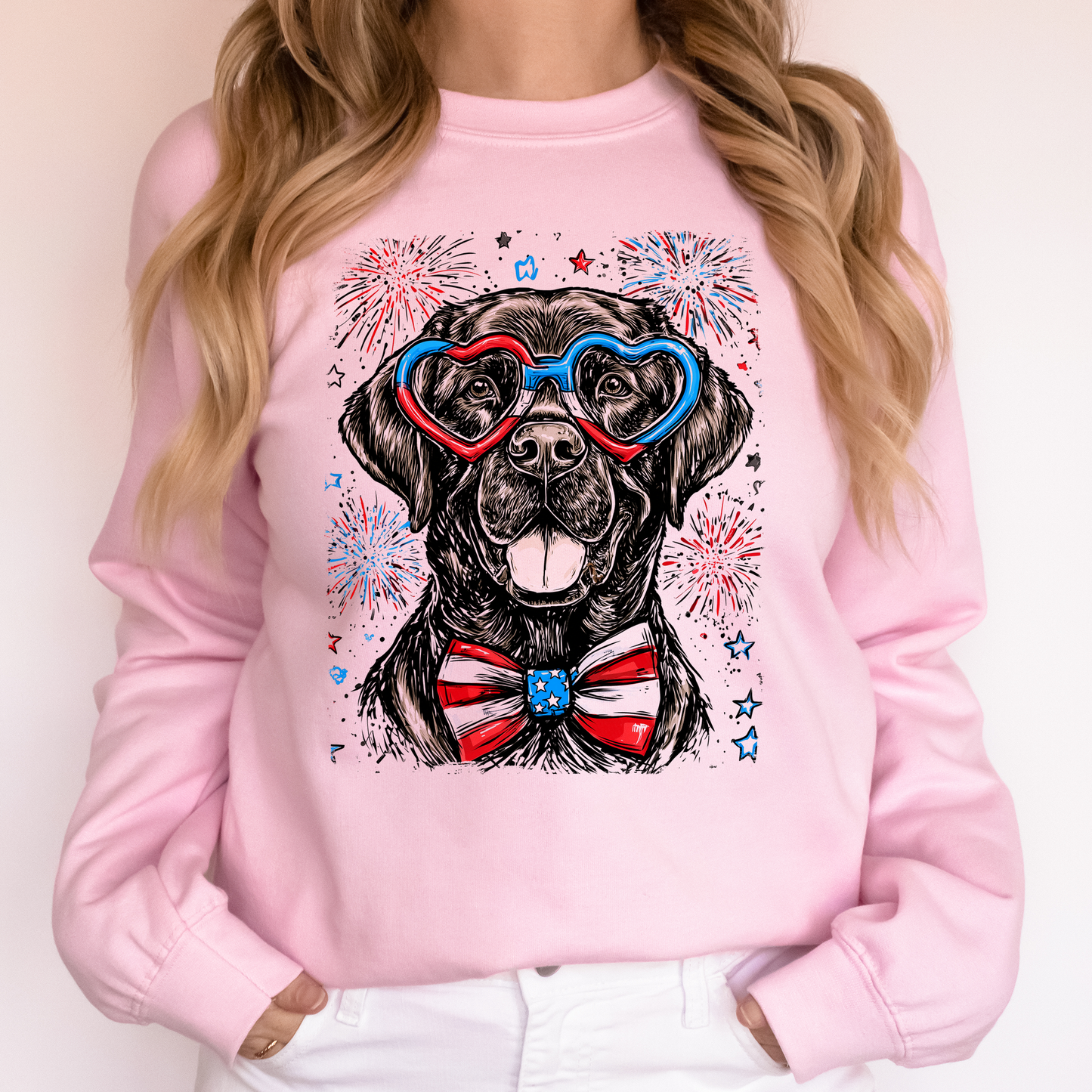 Black Labrador, Lab Patriotic Dog, USA, America, Pet Lover, 4th of July Sweatshirt
