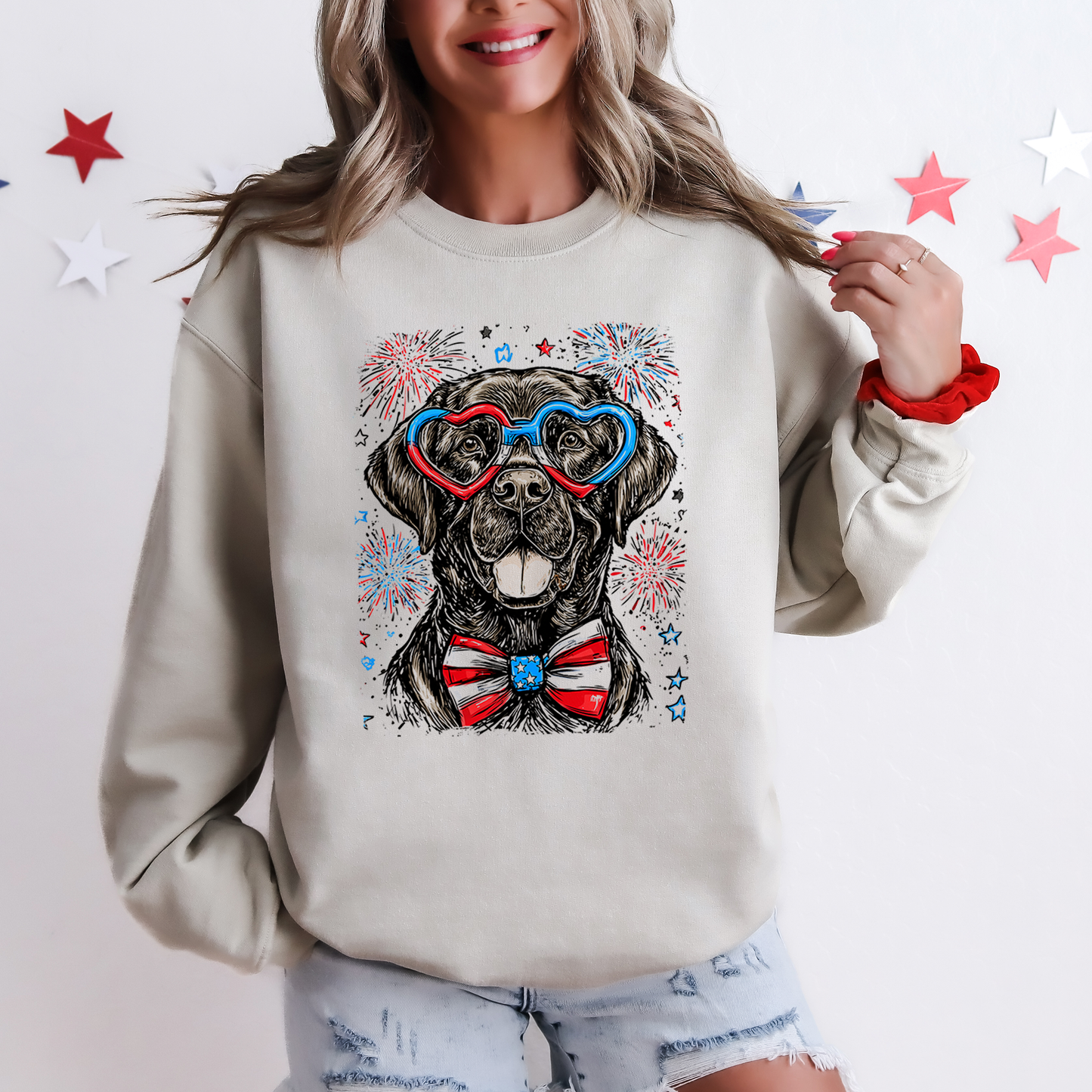Black Labrador, Lab Patriotic Dog, USA, America, Pet Lover, 4th of July Sweatshirt