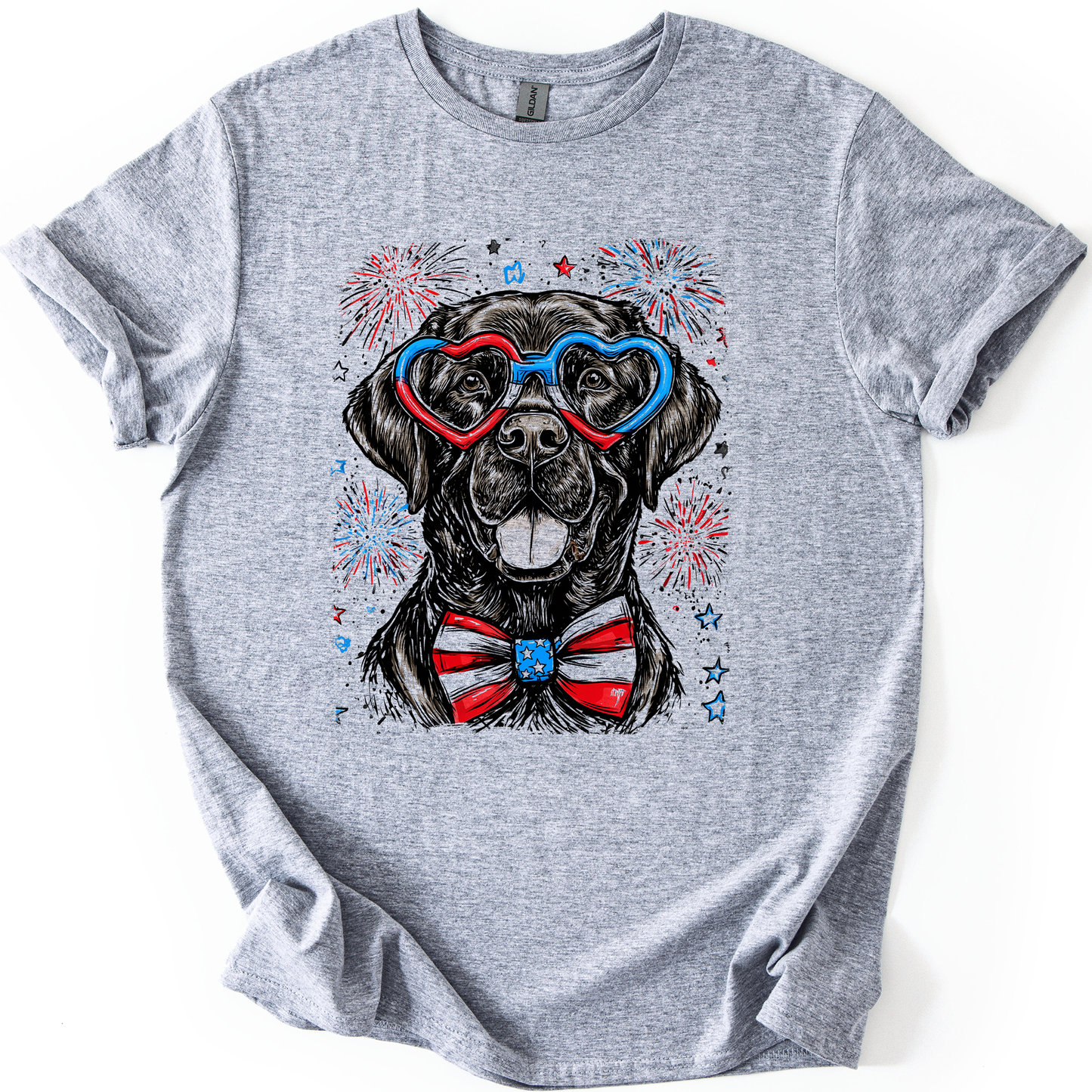 Black Labrador, Lab Patriotic Dog, USA, America, Pet Lover, 4th of July, Soft Style T-Shirt