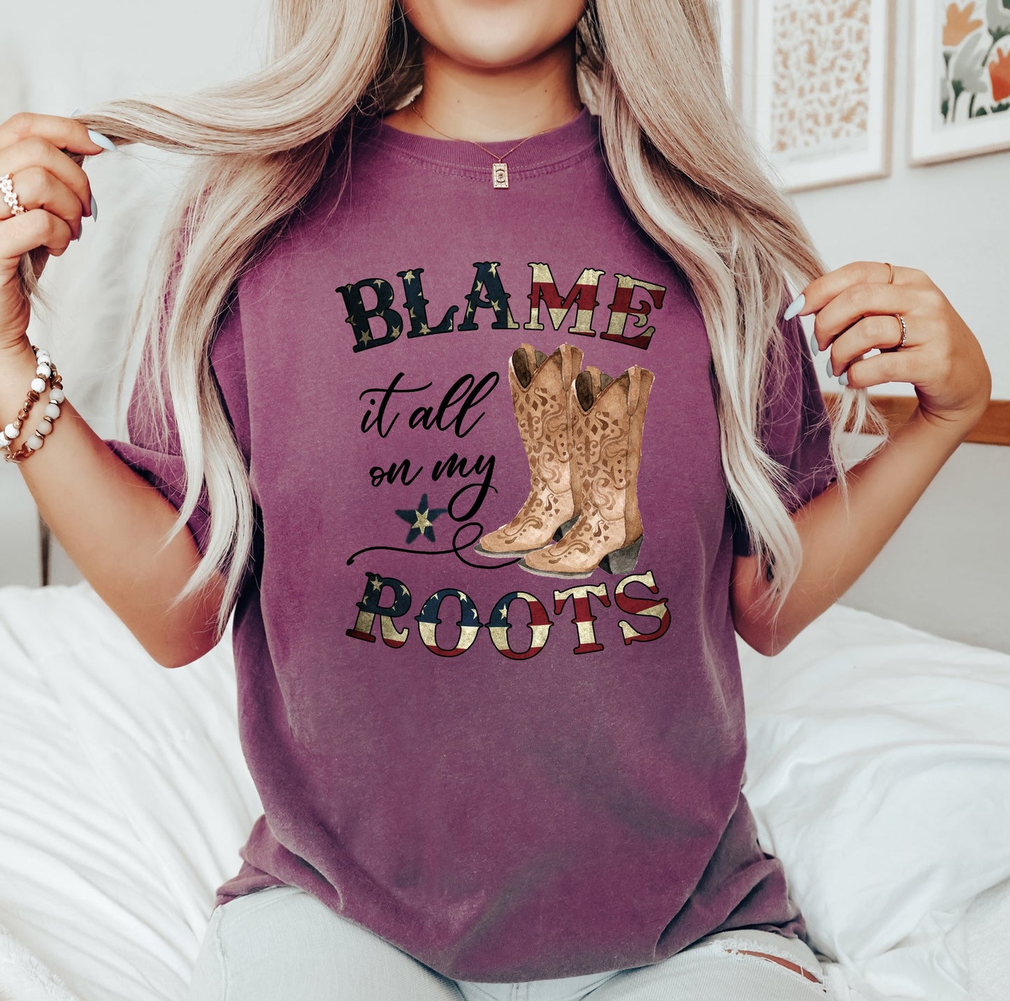 Blame It All On My Roots, Cowboy, Garth, Western, Tshirt Comfort Colors T-Shirt