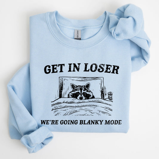 Blanky Mode, Raccoon, Meme, Aesthetic, Funny Sweatshirt