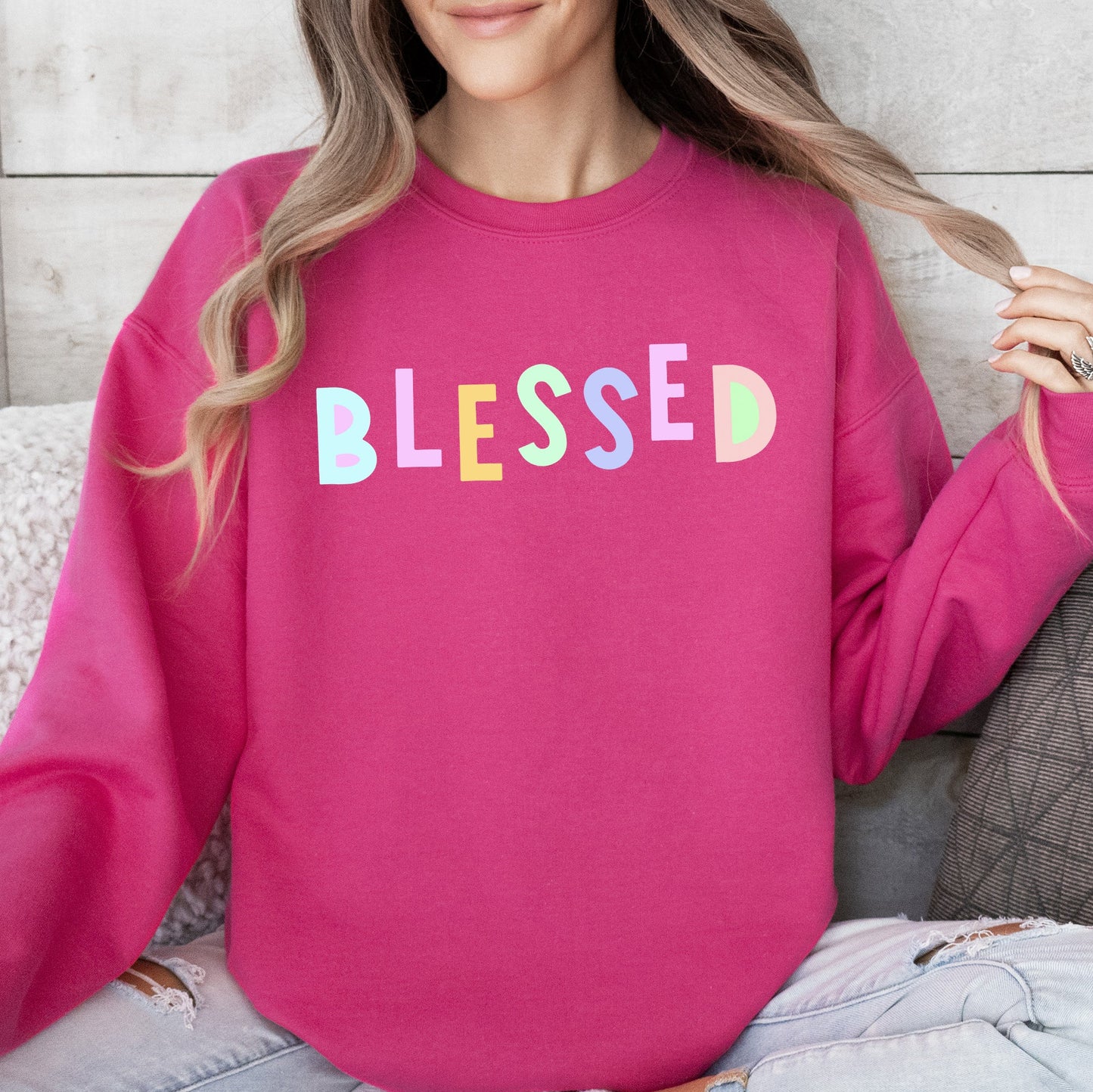 Blessed Sweatshirt, Positivity, Funny, Sarcastic, Mom Gift, Mental Health, Colorful, Pastel, Crewneck, Crew Neck Sweatshirt