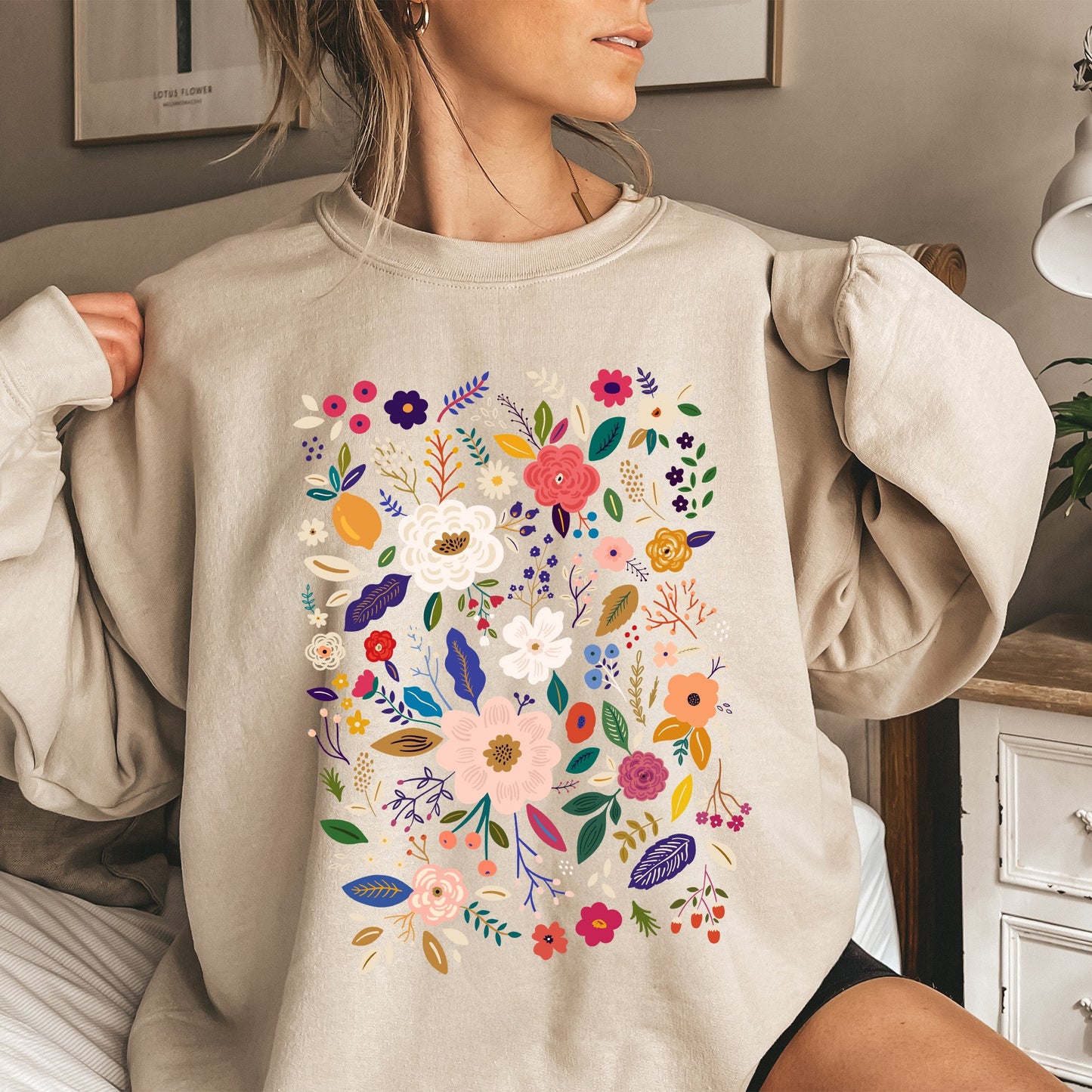 Bloom Brilliance Color-Infused Floral Print Sweatshirt