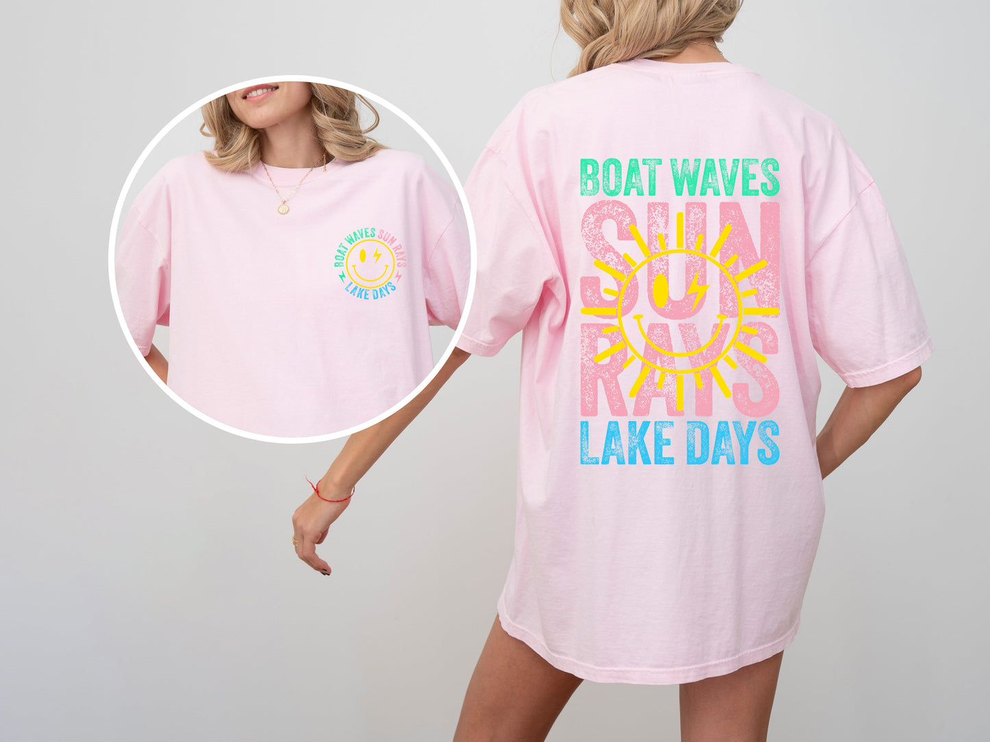 Boat Waves, Sun Rays, Lake Days, Lake Life, Summer, Boating, Lake Hair, Retro, Front and Back, Tshirt Comfort Colors T-Shirt