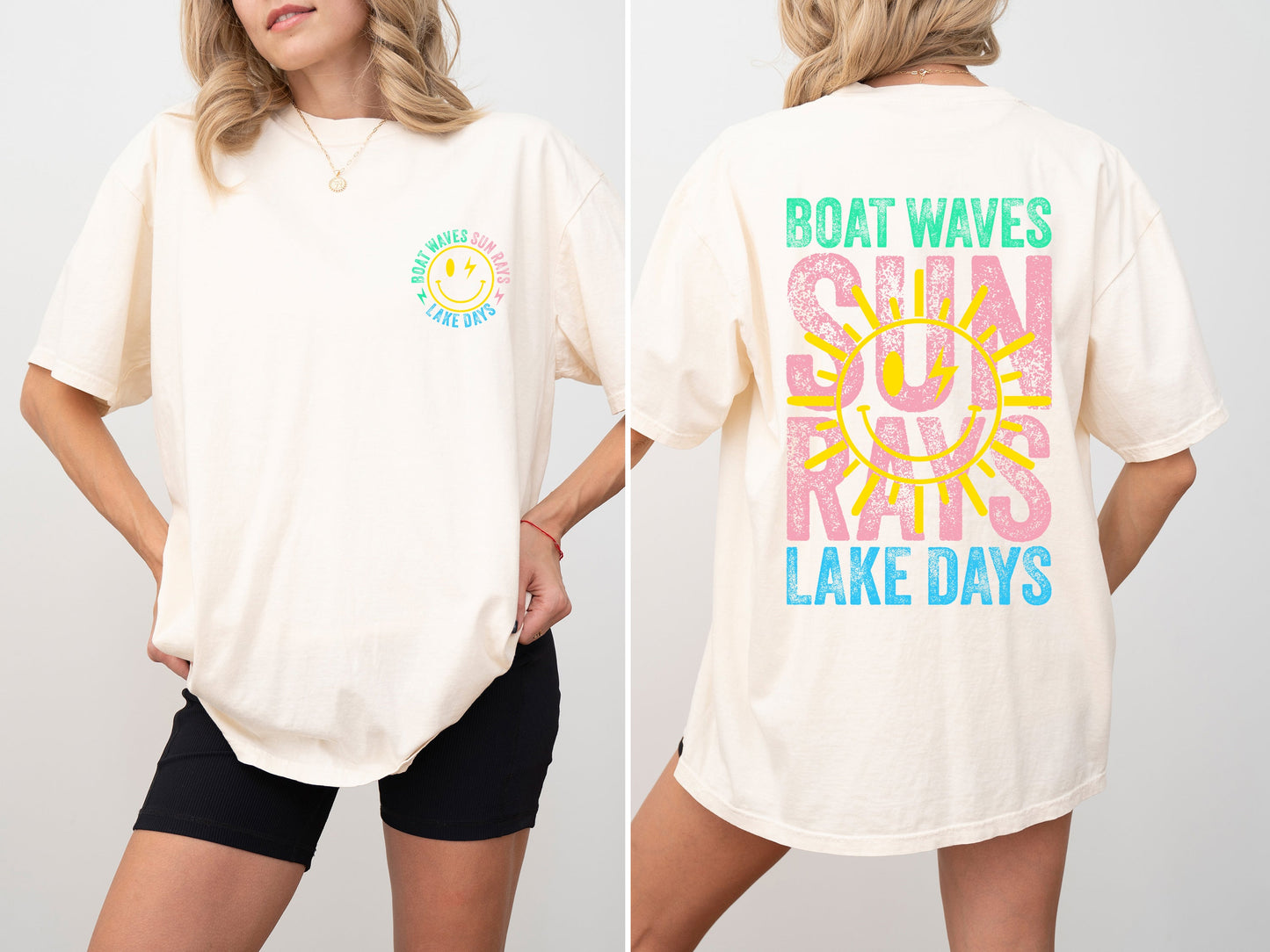 Boat Waves, Sun Rays, Lake Days, Lake Life, Summer, Boating, Lake Hair, Retro, Front and Back, Tshirt Comfort Colors T-Shirt