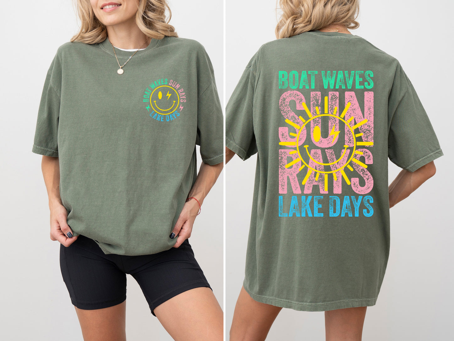 Boat Waves, Sun Rays, Lake Days, Lake Life, Summer, Boating, Lake Hair, Retro, Front and Back, Tshirt Comfort Colors T-Shirt