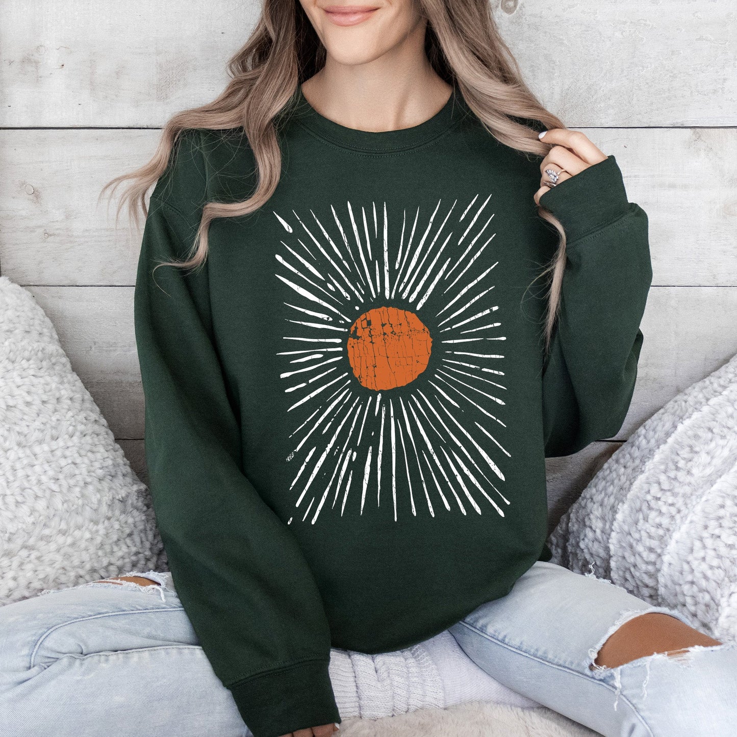 Boho Starburst, Celestial, Retro Sweatshirt