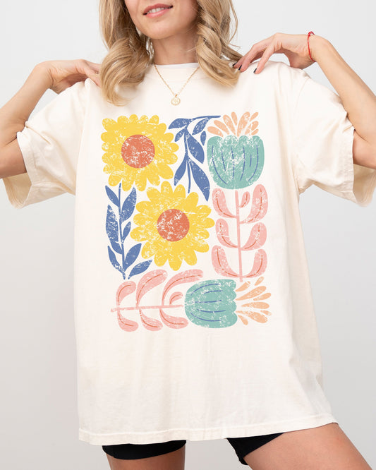 Bold, Gorgeous Abstract Flowers, Boho Floral Design, Summer Vibes, Gardening, Festival, Nature Shirt Comfort Colors T-Shirt