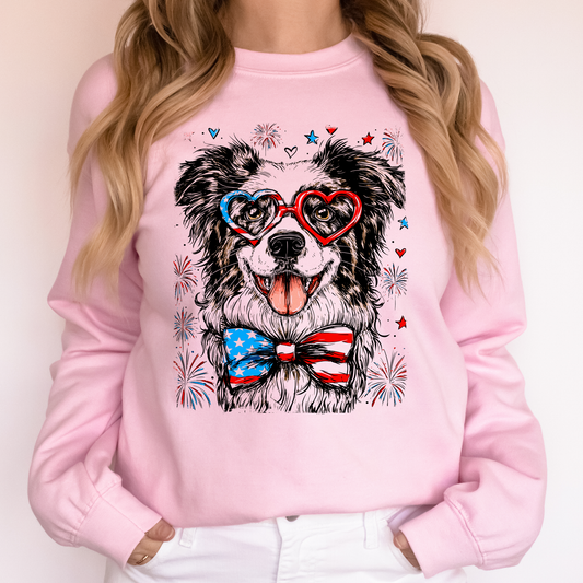 Border Collie Patriotic Dog, USA, America, Pet Lover, 4th of July Sweatshirt