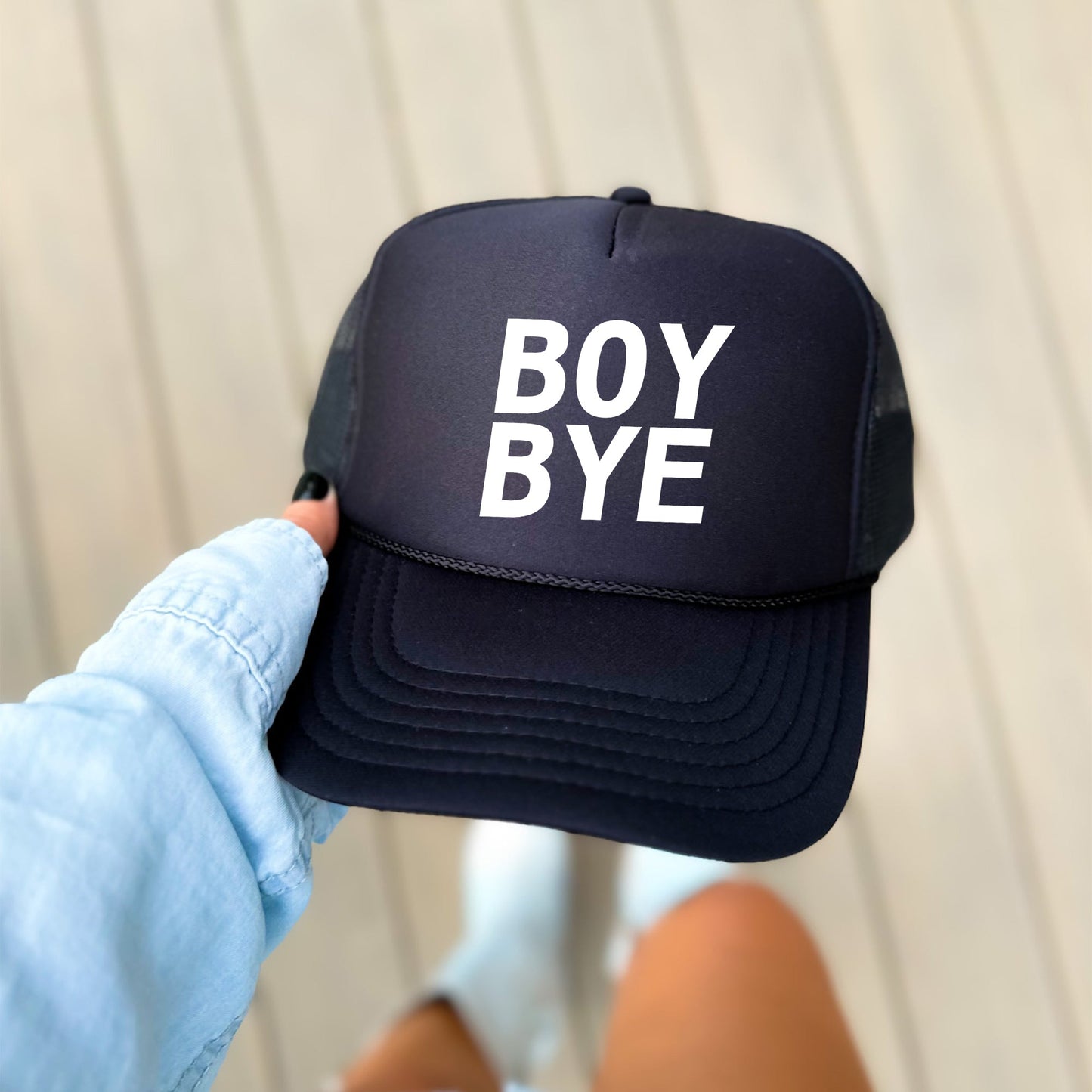 Boy Bye, Sassy, Funny, Black Snapback Trucker Hat