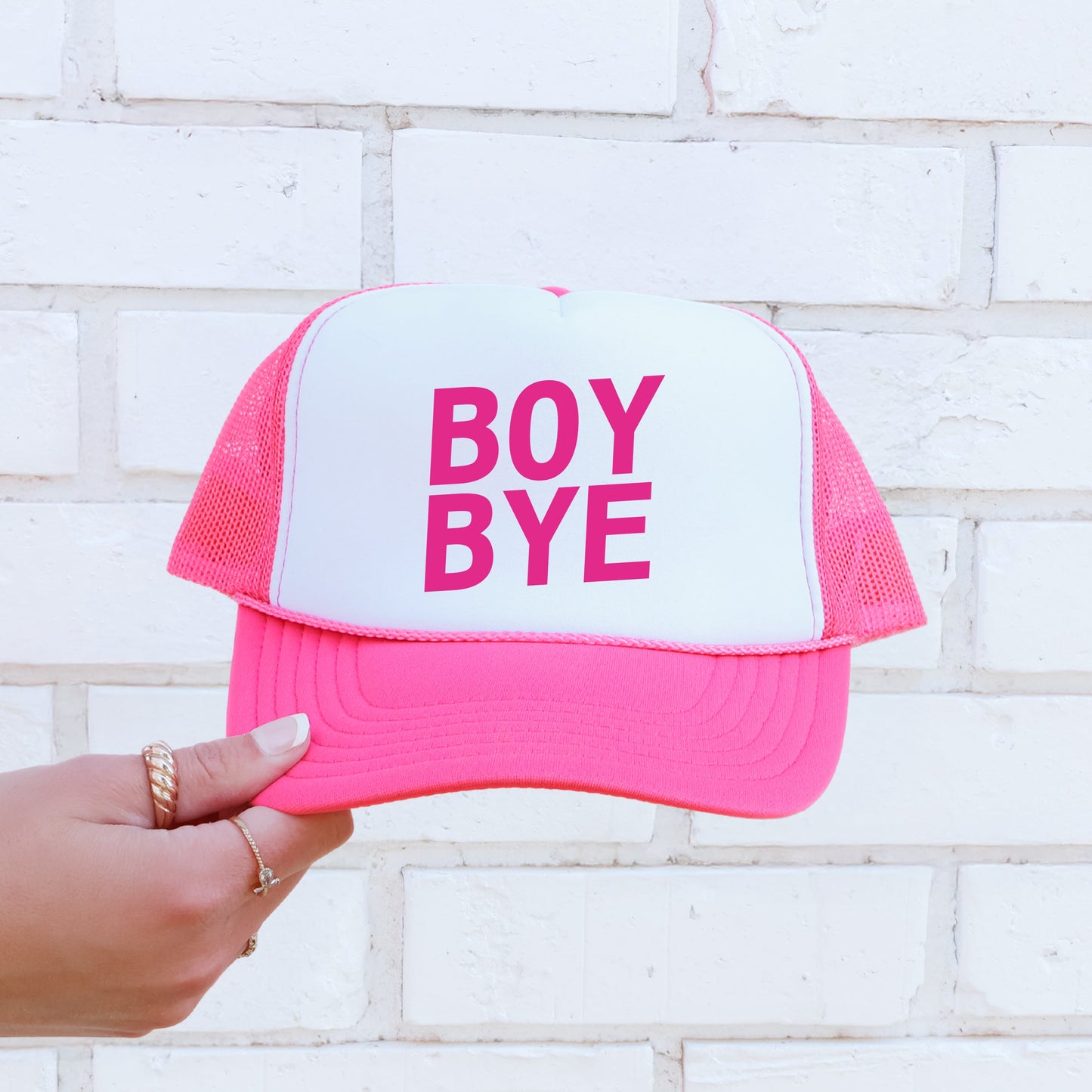 Boy Bye, Sassy, Funny, Bright Pink Snapback Trucker Hat