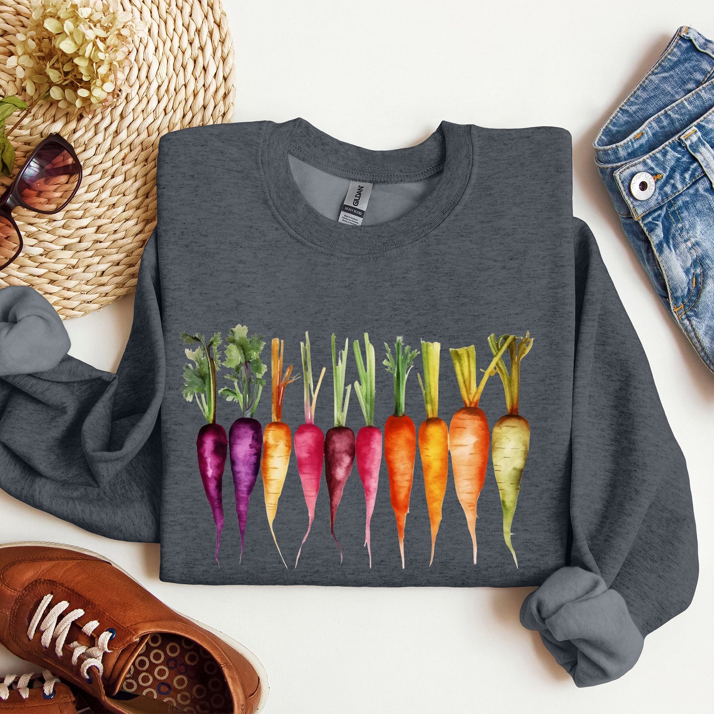 Carrots, Watercolor Vegetables, Gardening Sweatshirt