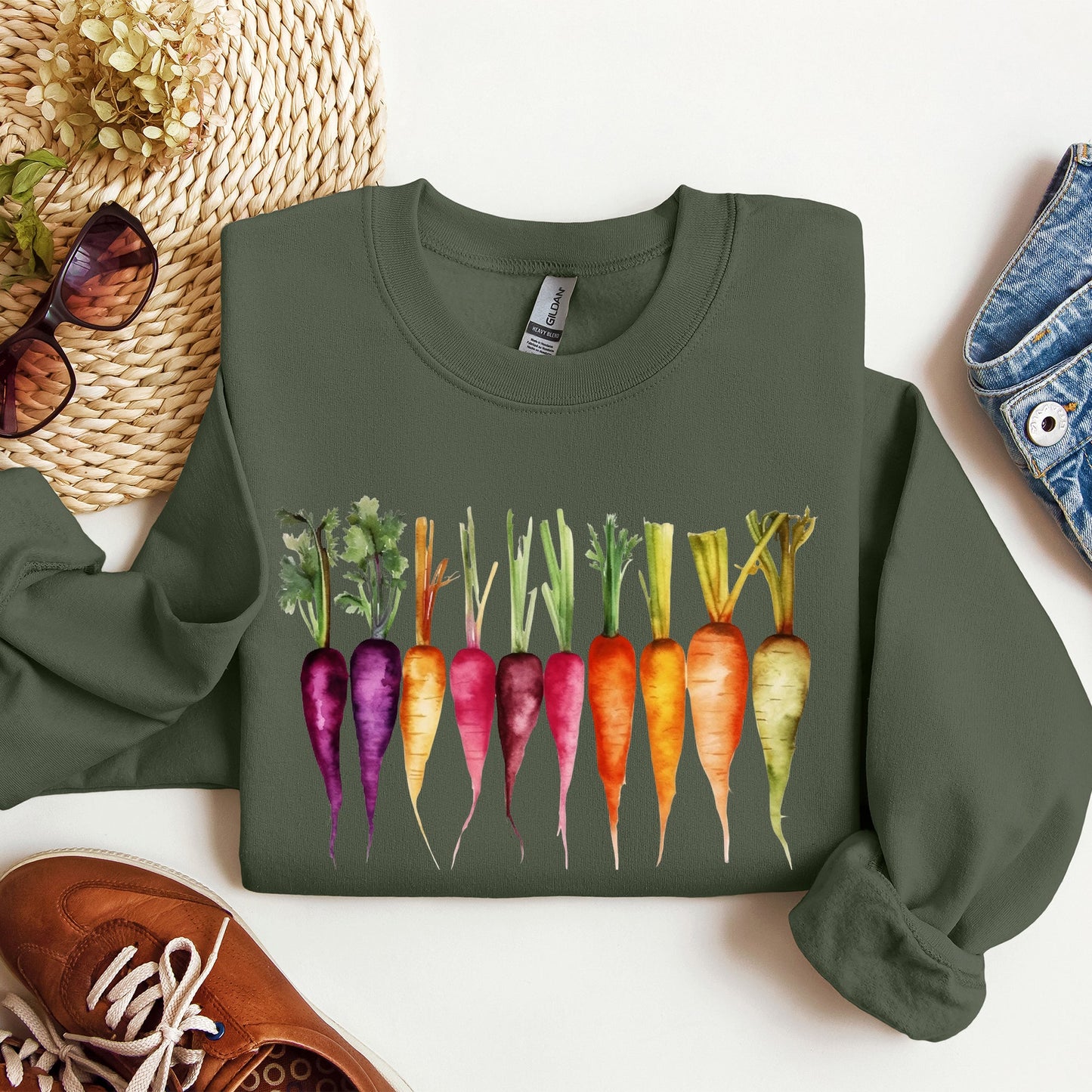 Carrots, Watercolor Vegetables, Gardening Sweatshirt