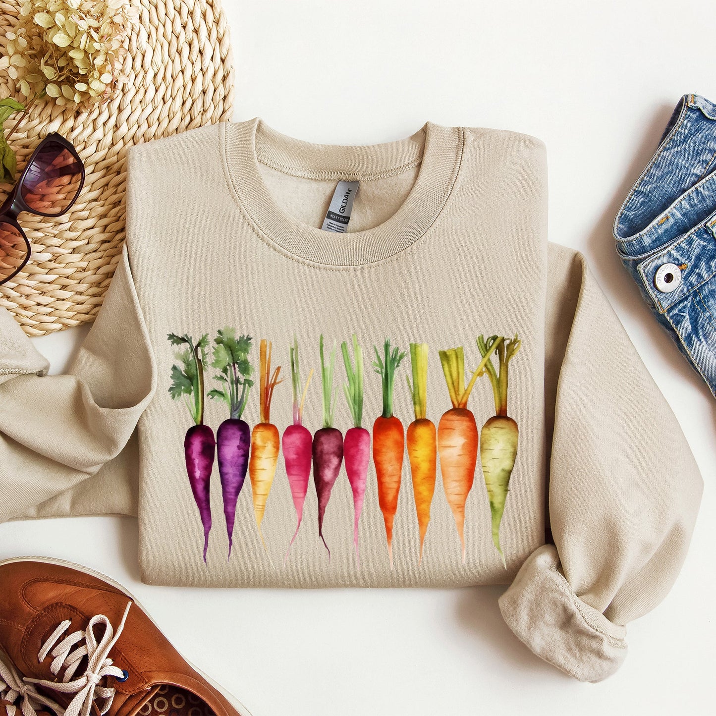 Carrots, Watercolor Vegetables, Gardening Sweatshirt
